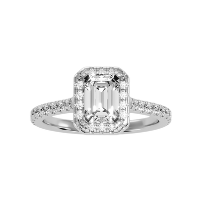 Emerald Cut Halo Diamond Engagement Ring