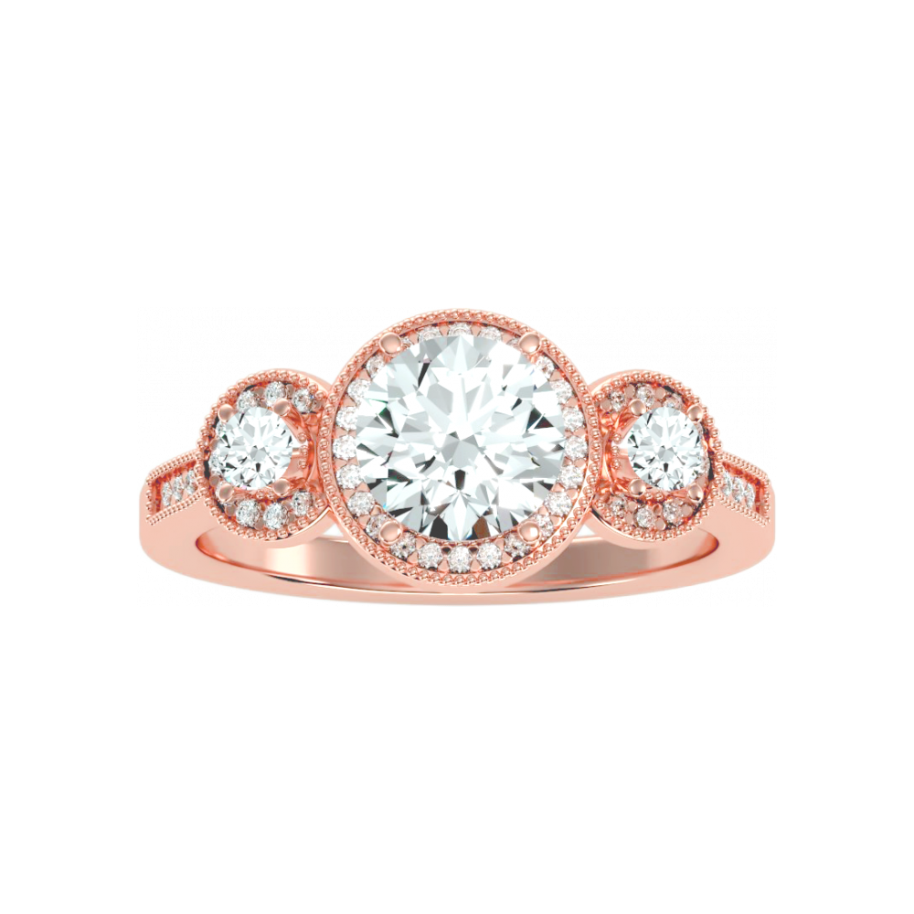 Three Round Diamond Shaped Ring