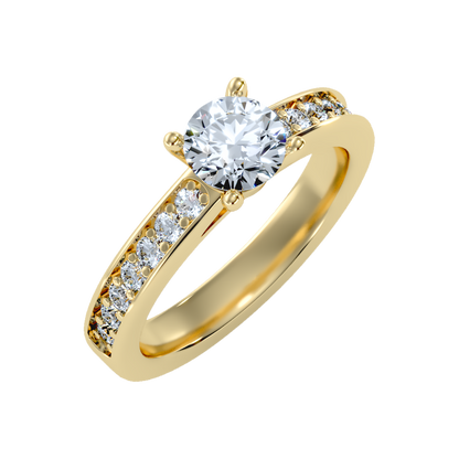 Flower Solitaire Ring-Color_Yellow-Gold