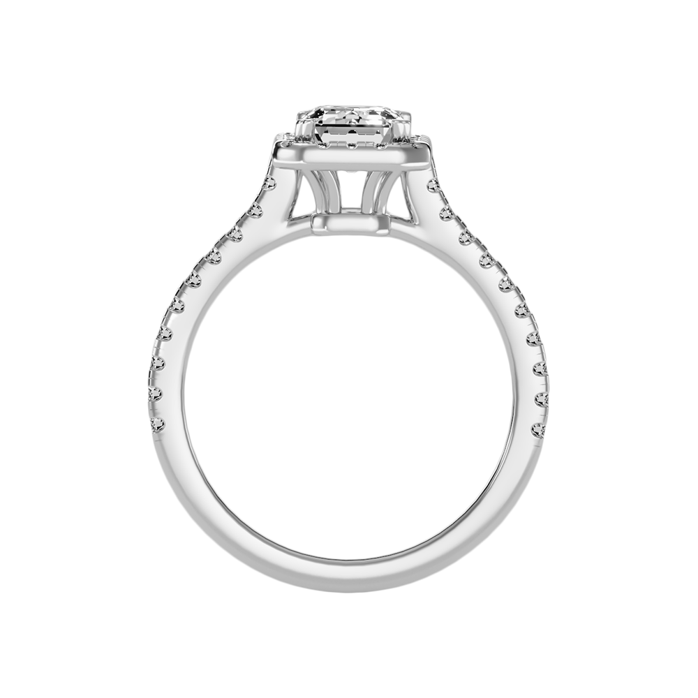 Emerald Cut Halo Diamond Engagement Ring