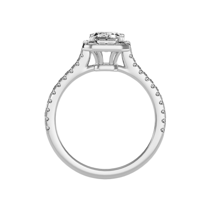 Emerald Cut Halo Diamond Engagement Ring