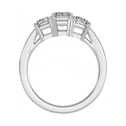 Mesmerizing Three Stone Ring -Color_White-Gold