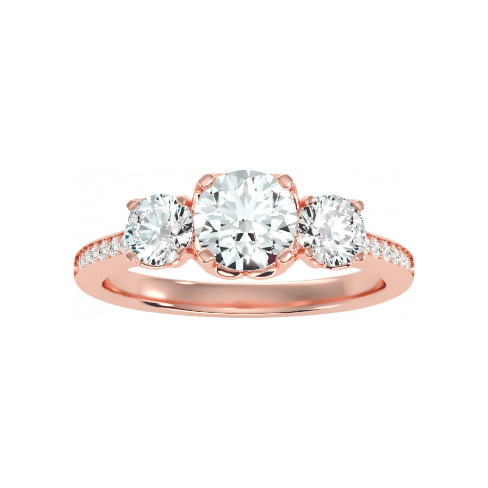 Elegance Three Round Diamond Shaped Ring