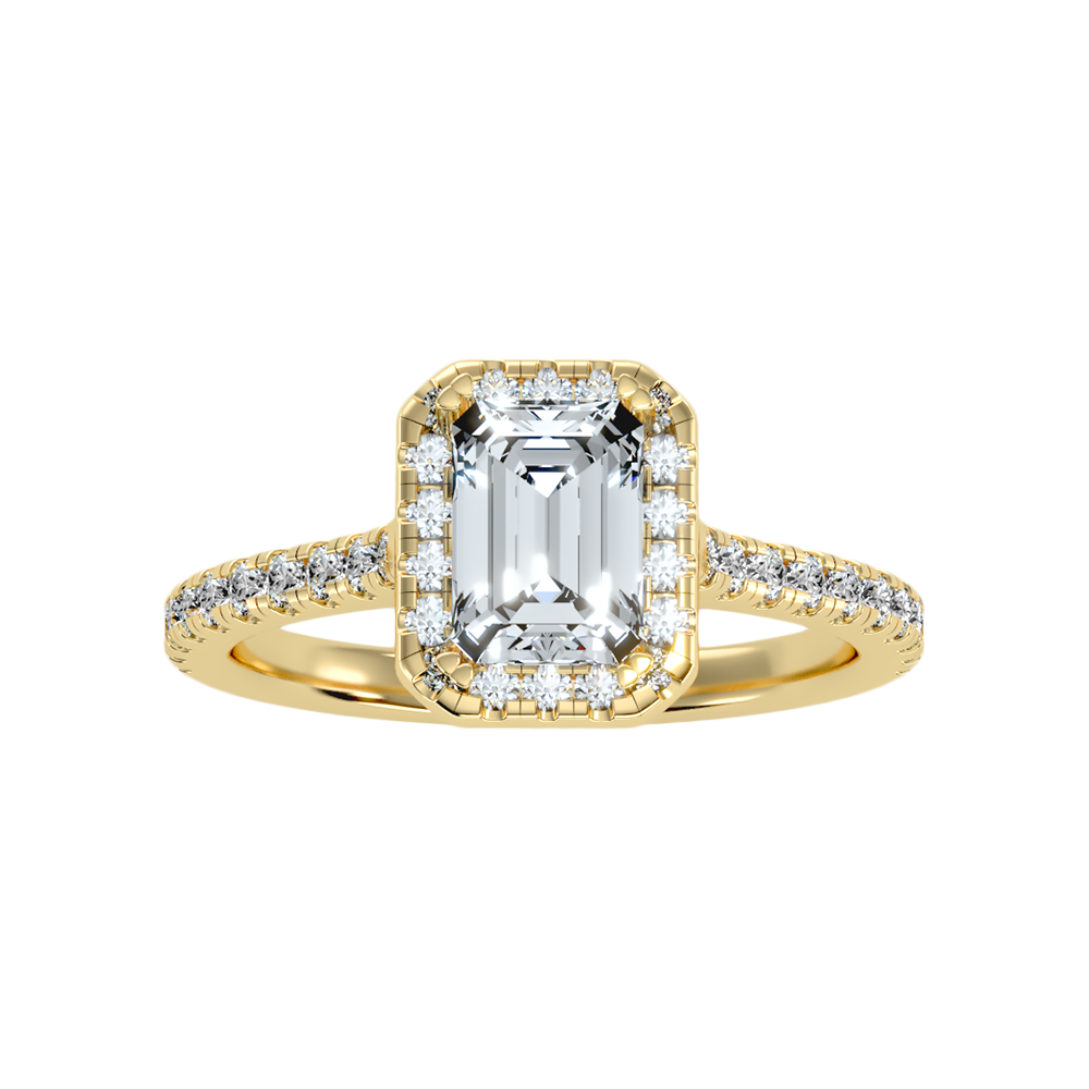 Emerald Cut Halo Diamond Engagement Ring