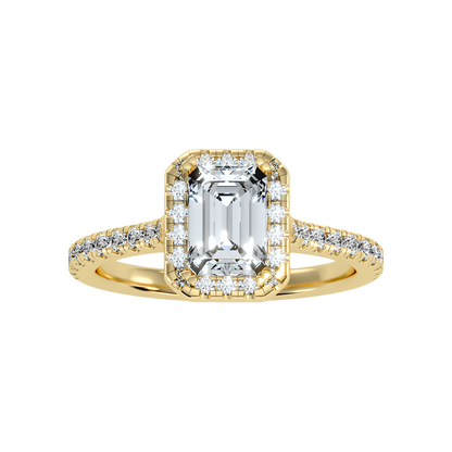 Emerald Cut Halo Diamond Engagement Ring