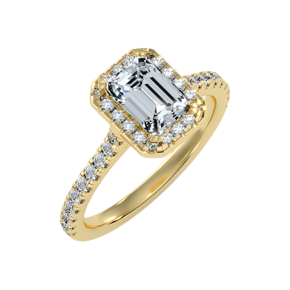 Emerald Cut Halo Diamond Engagement Ring