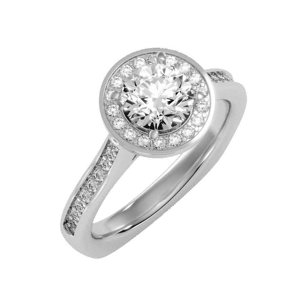 Vintage Classic Halo Diamond Engagement Ring-Color_White-Gold