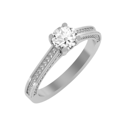 Caricia Solitaire Ring-Color_White-Gold