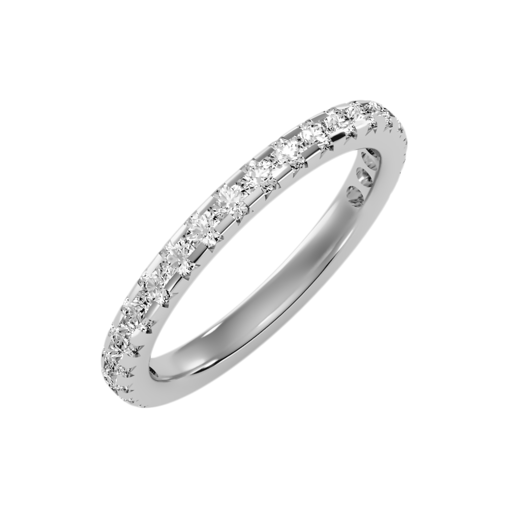 Lively Half Eternity Wedding Band-Color_White-Gold