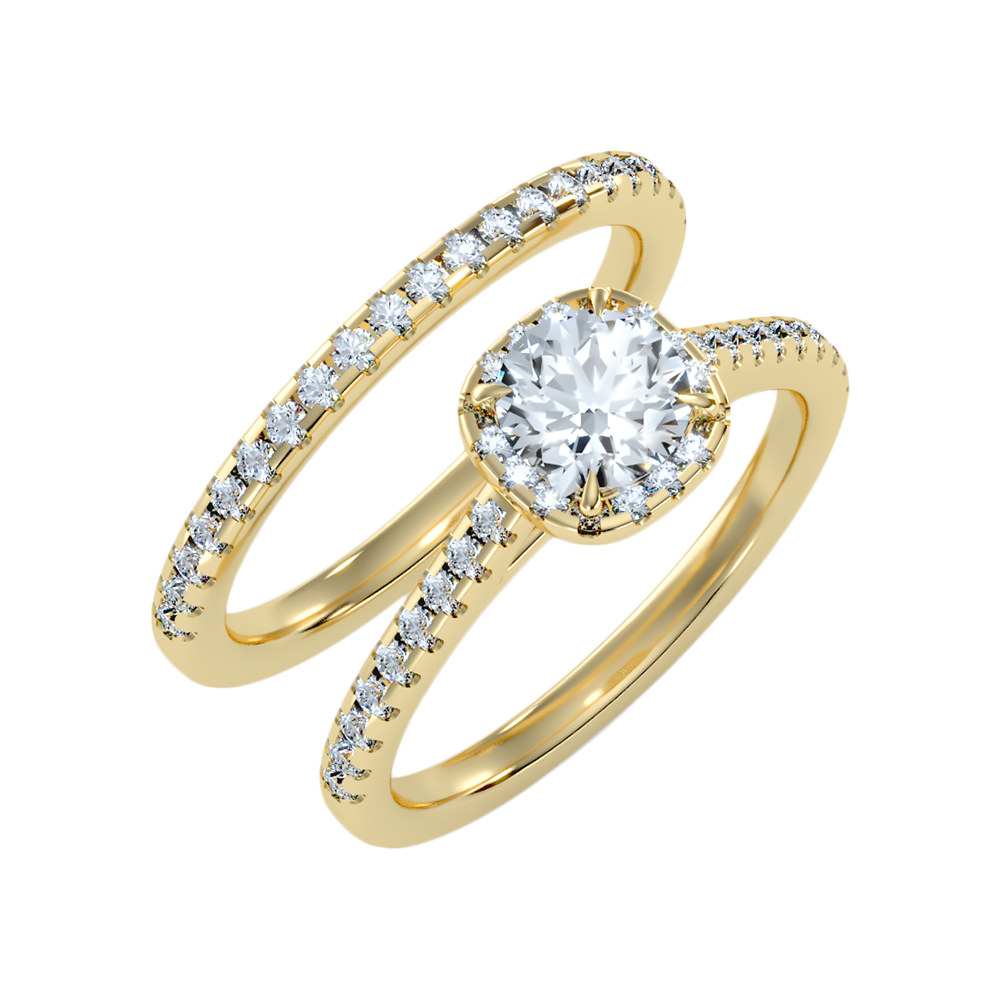 Stylish Bridal Ring Set-Color_Yellow-Gold