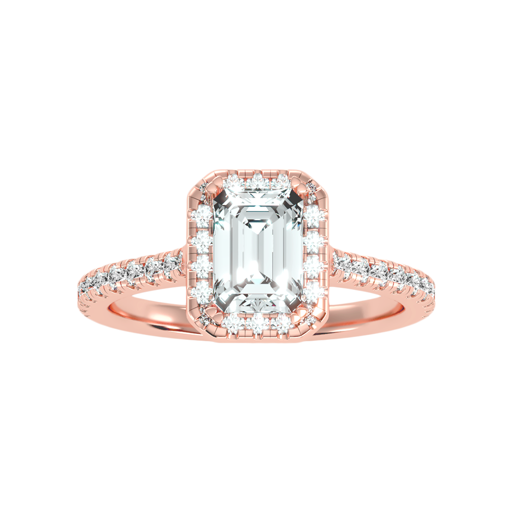 Emerald Cut Halo Diamond Engagement Ring