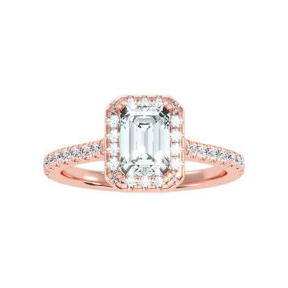 Emerald Cut Halo Diamond Engagement Ring
