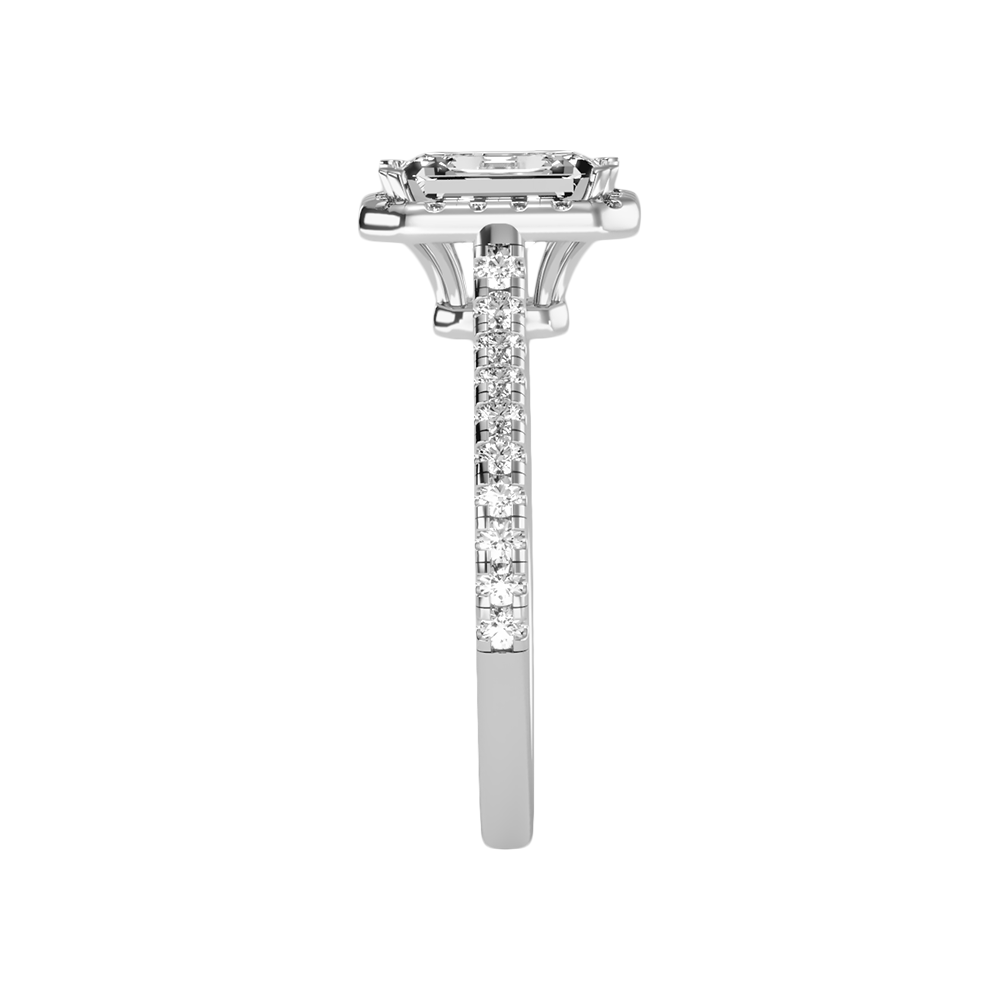 Emerald Cut Halo Diamond Engagement Ring