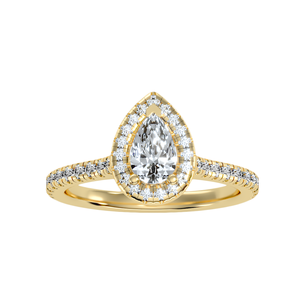 Great Pear Shaped Engagement Halo Ring