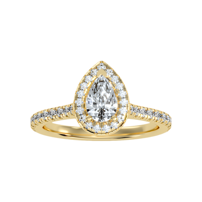 Great Pear Shaped Engagement Halo Ring