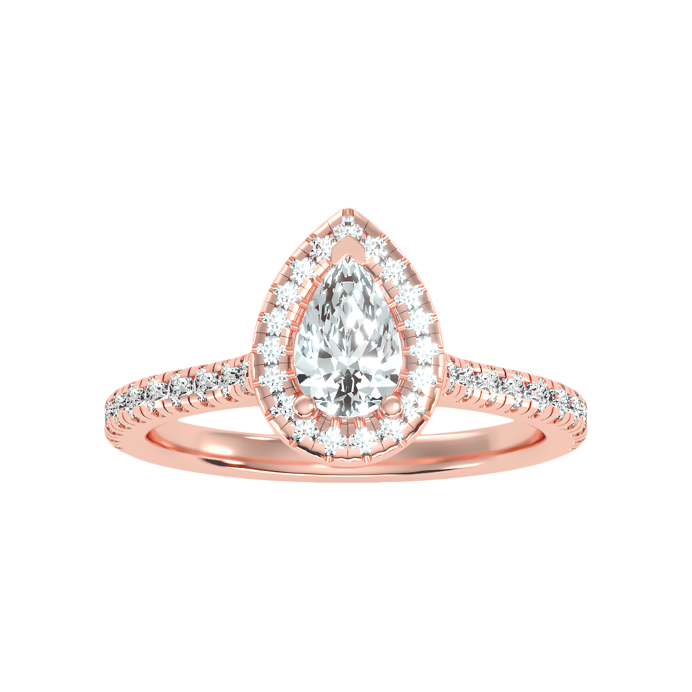 Great Pear Shaped Engagement Halo Ring