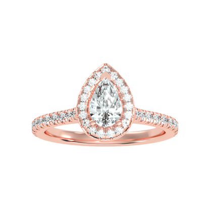 Great Pear Shaped Engagement Halo Ring