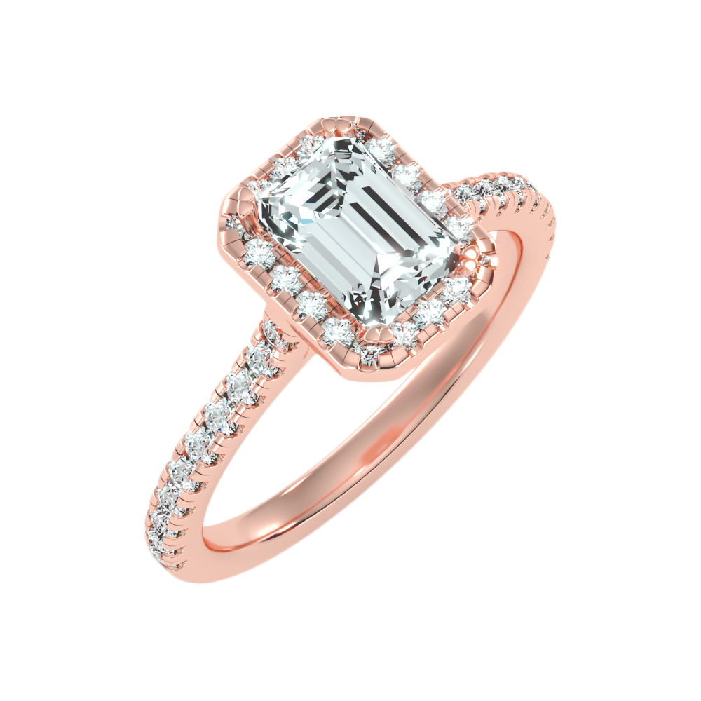 Emerald Cut Halo Diamond Engagement Ring