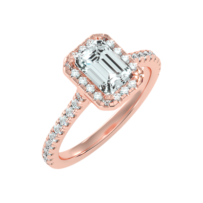 Emerald Cut Halo Diamond Engagement Ring
