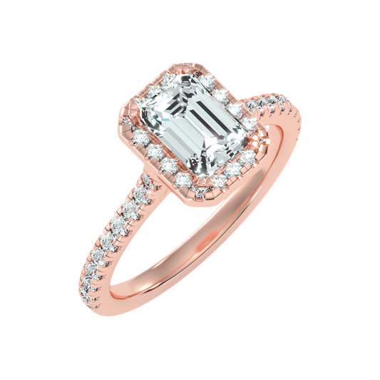 Emerald Cut Halo Diamond Engagement Ring