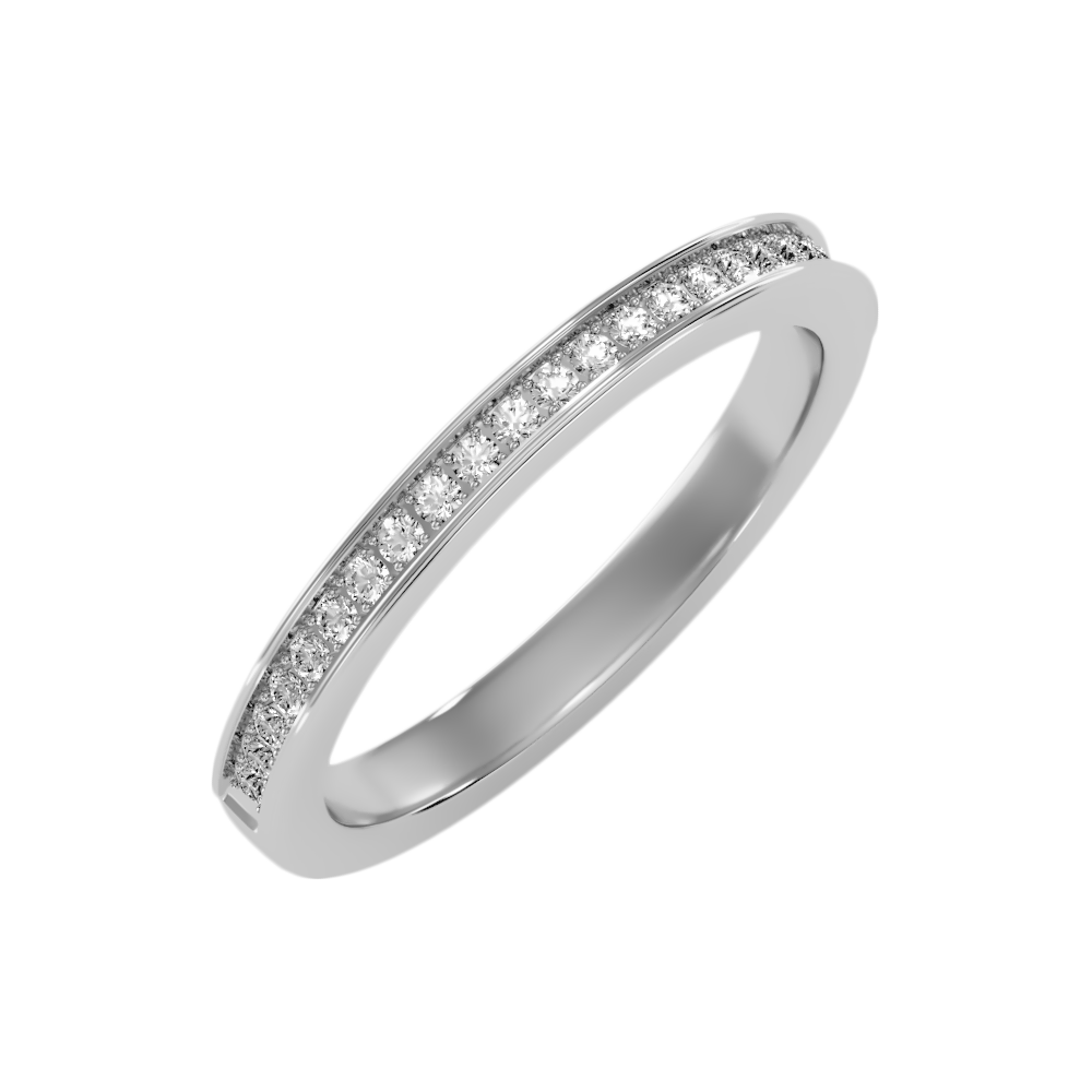 Elegant Half Eternity Wedding Band-Color_White-Gold