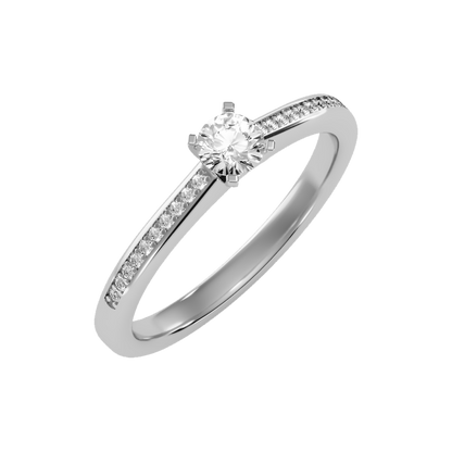 Glittery Solitaire Ring-Color_White-Gold