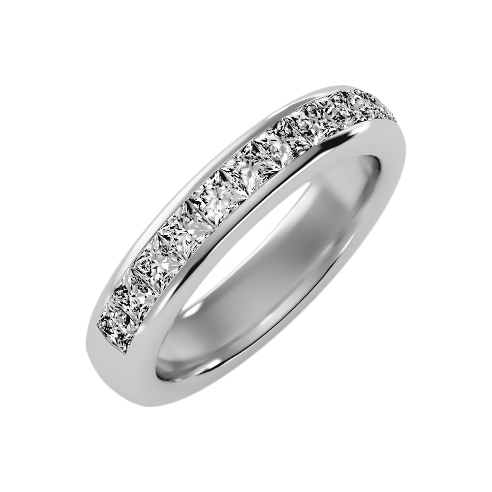 Silliage Half Eternity Band-Color_White-Gold