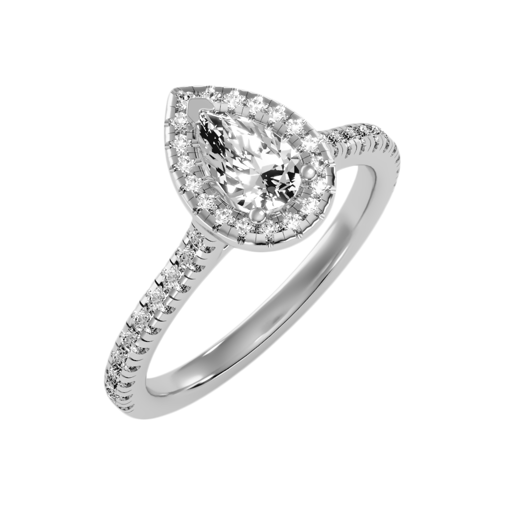 Great Pear Shaped Engagement Halo Ring