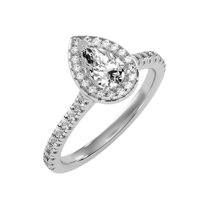 Great Pear Shaped Engagement Halo Ring