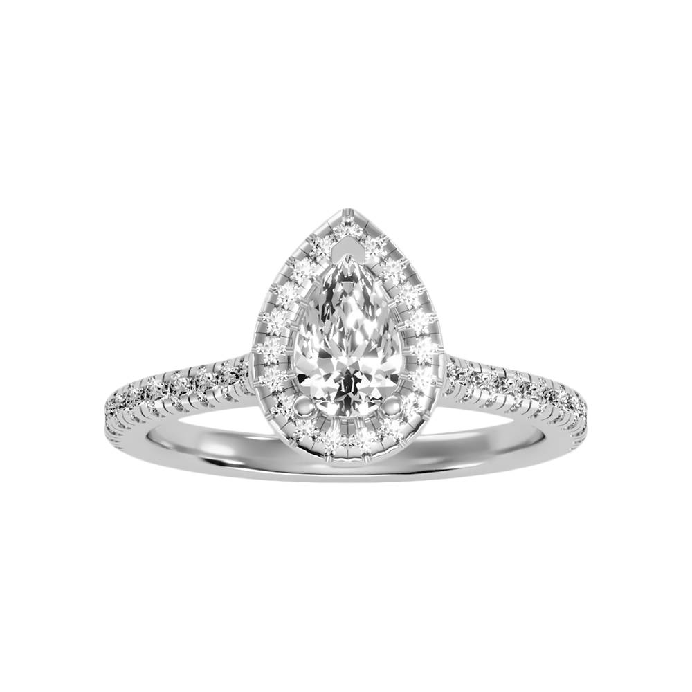 Great Pear Shaped Engagement Halo Ring