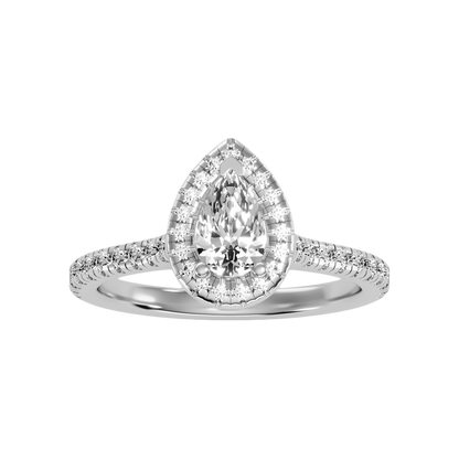 Great Pear Shaped Engagement Halo Ring