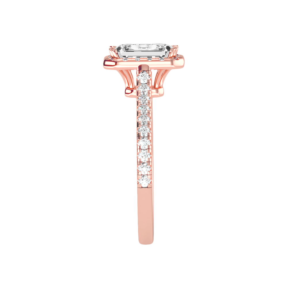 Emerald Cut Halo Diamond Engagement Ring