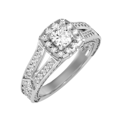 Gilded Solitaire Ring-Color_White-Gold