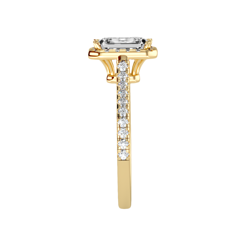 Emerald Cut Halo Diamond Engagement Ring