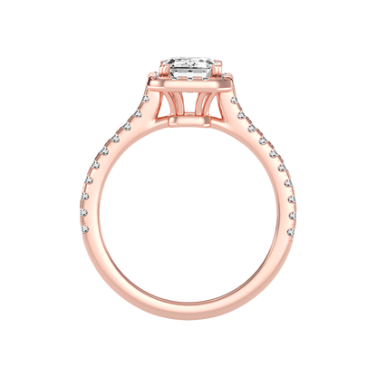 Emerald Cut Halo Diamond Engagement Ring
