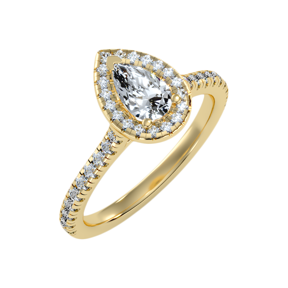 Great Pear Shaped Engagement Halo Ring