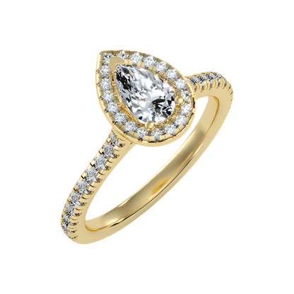 Great Pear Shaped Engagement Halo Ring