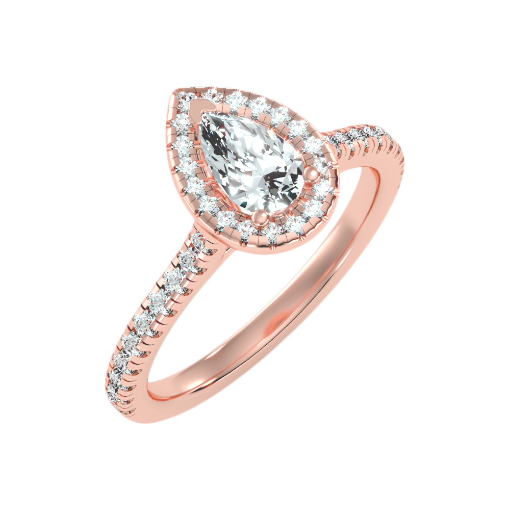 Great Pear Shaped Engagement Halo Ring