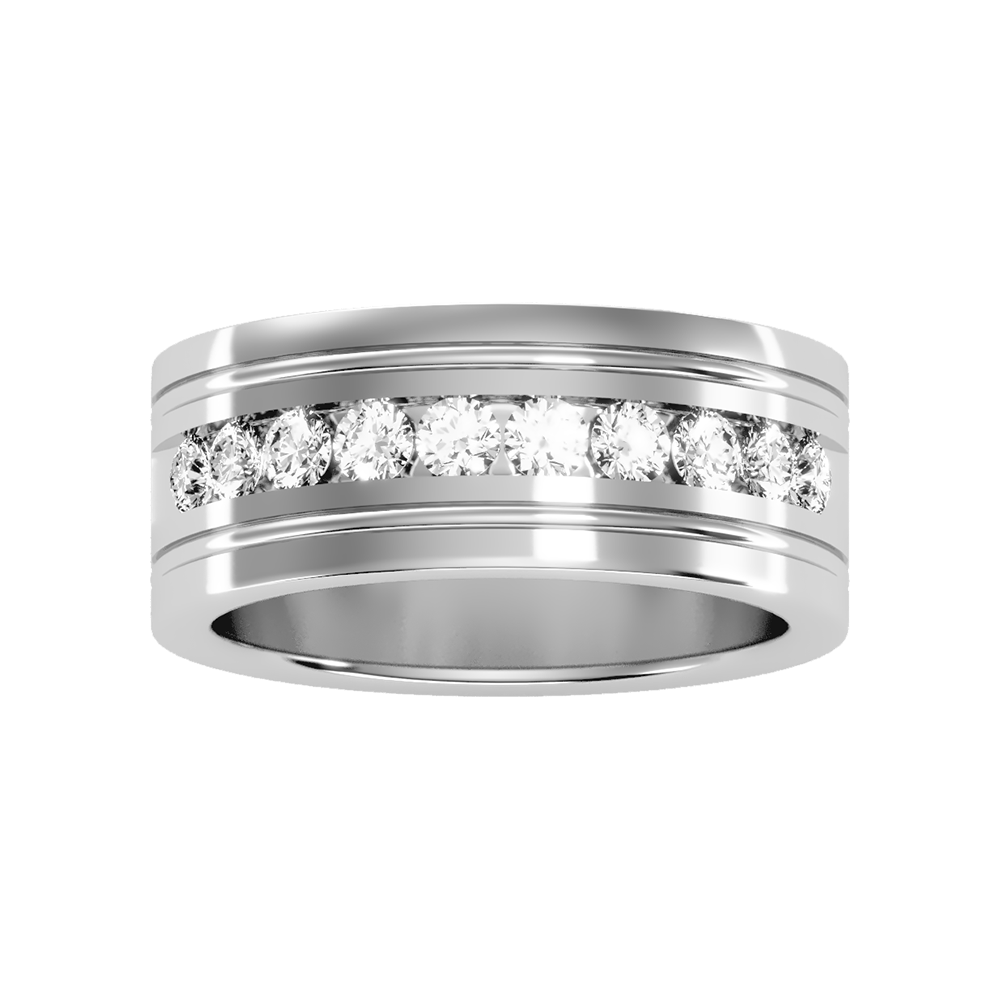 Prestige Men's Broad Band Ring-Color_White-Gold