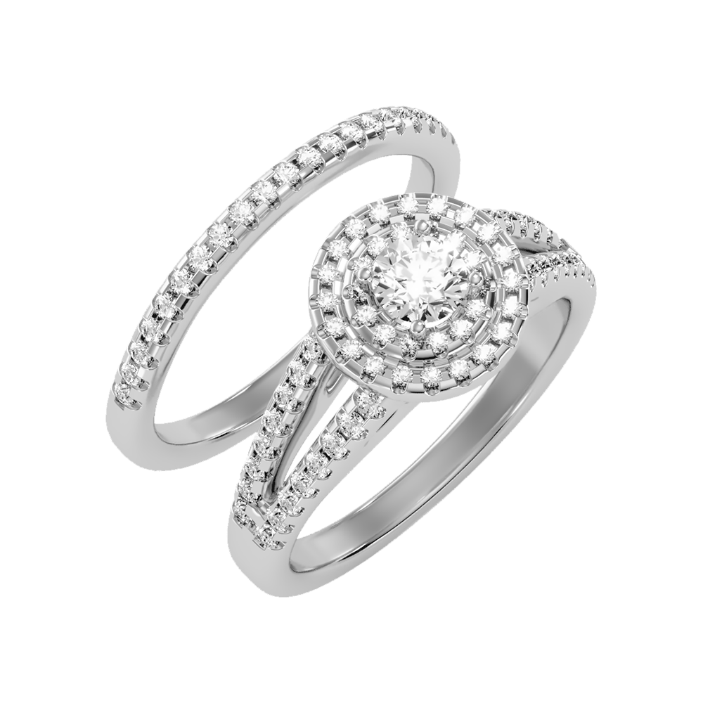 Glistening Bridal Ring Set-Color_White-Gold