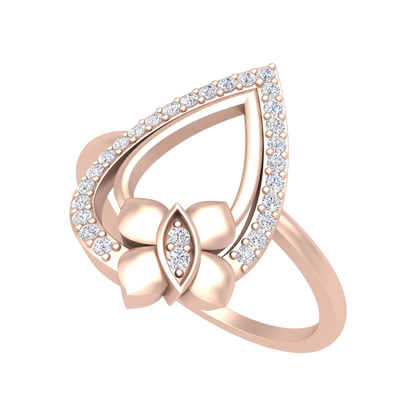 Butterfly - Droplet Shaped Diamond Ring-Color_Rose-Gold