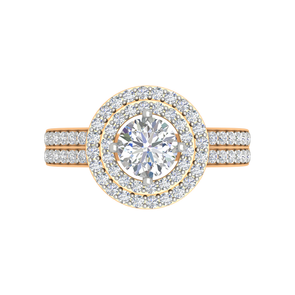 Classy Halo Solitaire Ring-Color_Yellow-Gold