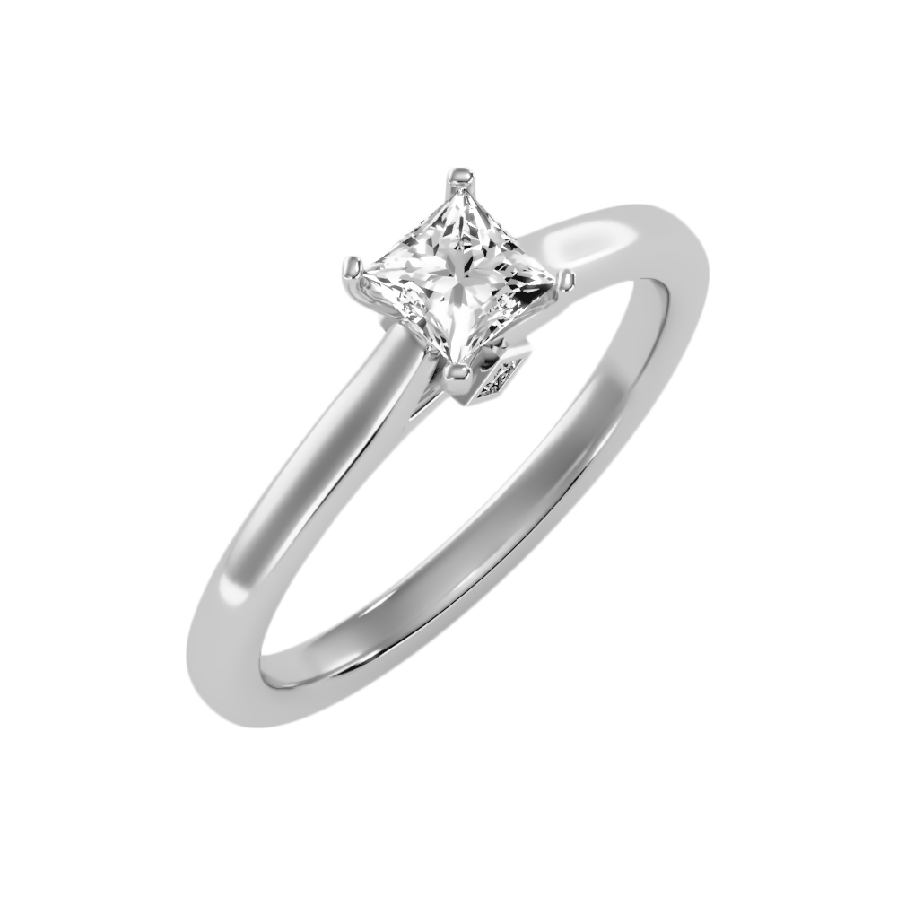 Luxuriant Princess Cut Solitaire Ring-Color_White-Gold