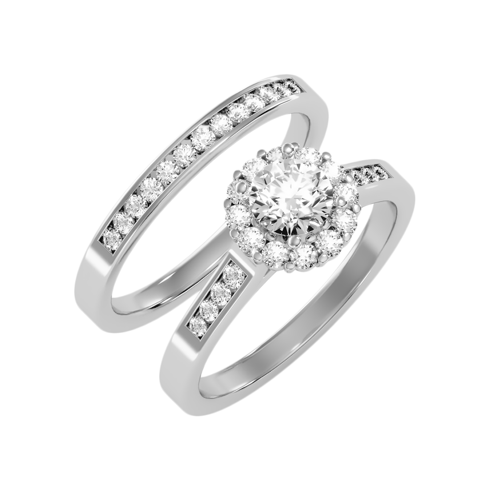 Lustrous Bridal Ring Set-Color_White-Gold