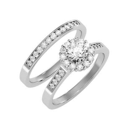 Lustrous Bridal Ring Set-Color_White-Gold