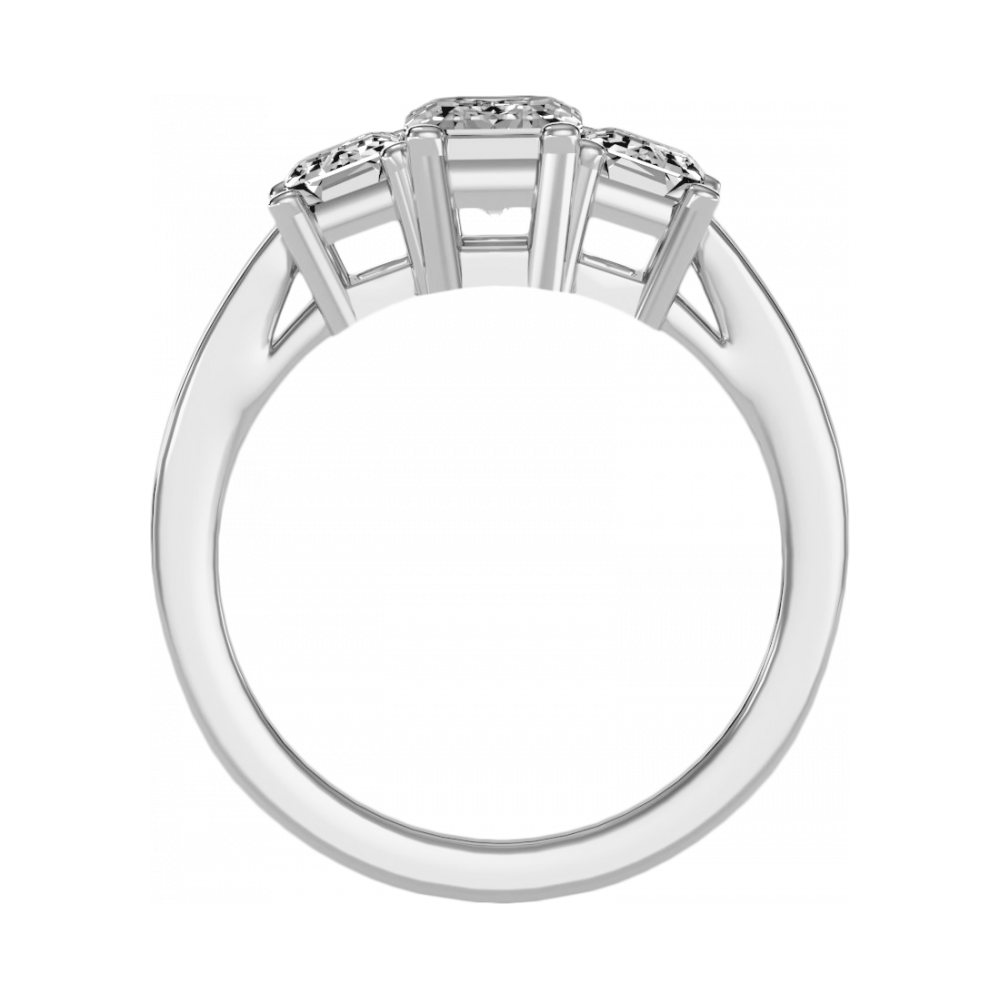 Mesmerizing Three Stone Ring -Color_White-Gold
