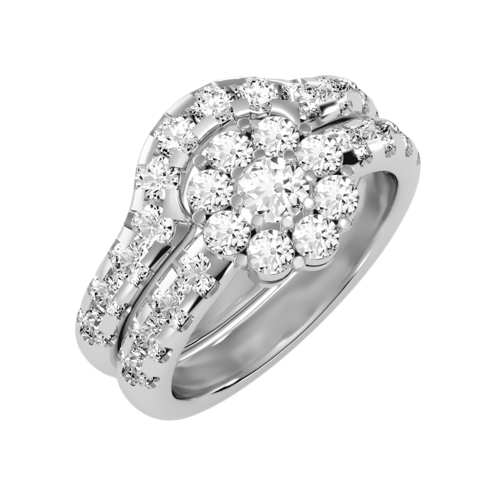 Talisman Bridal Ring Set -Color_White-Gold