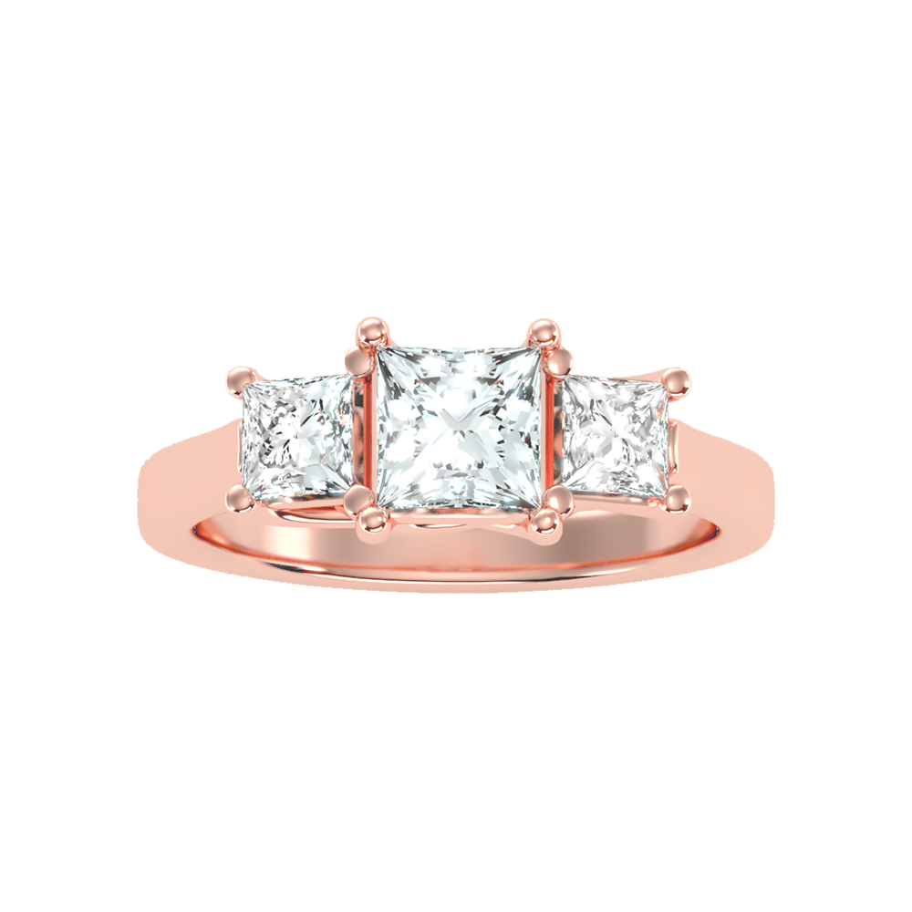 Sparkling Diamond Tri Stone Ring