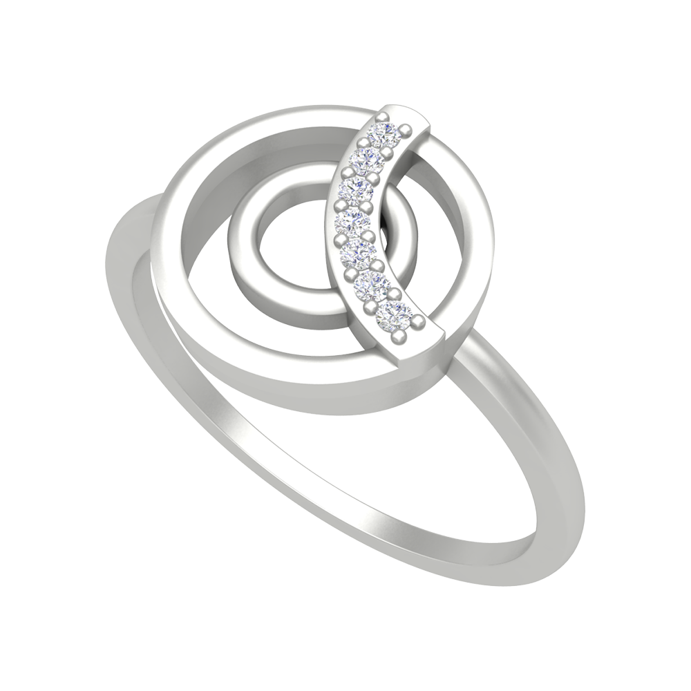 Concentric Circle Diamond Ring-Color_White-Gold