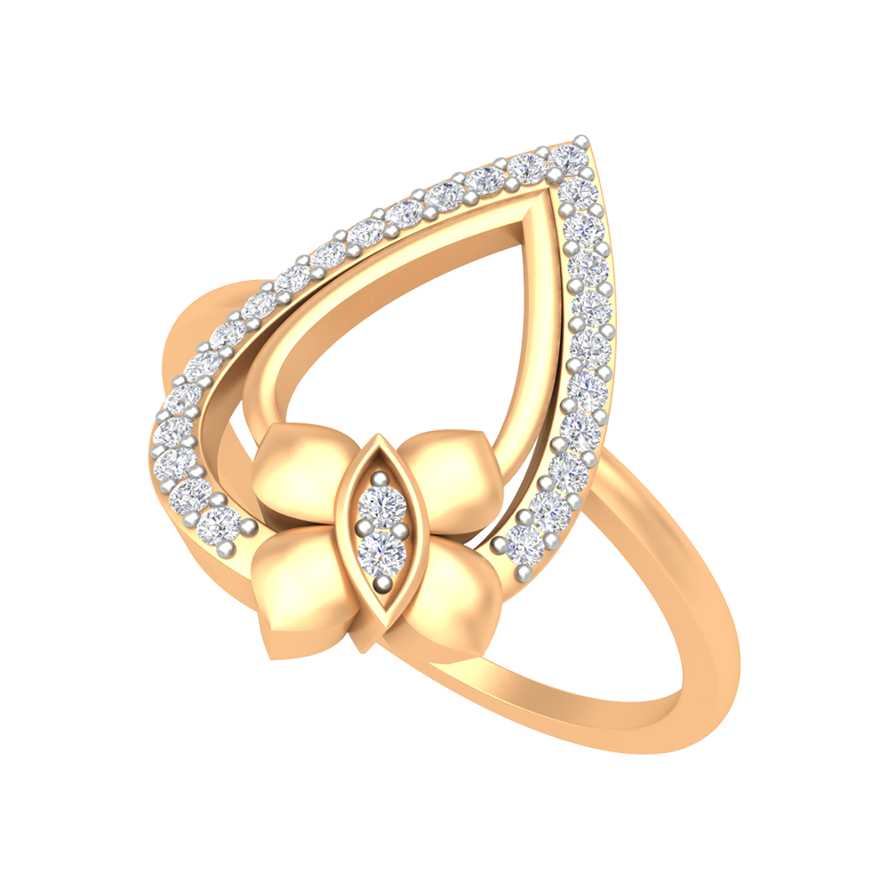 Butterfly - Droplet Shaped Diamond Ring-Color_Yellow-Gold